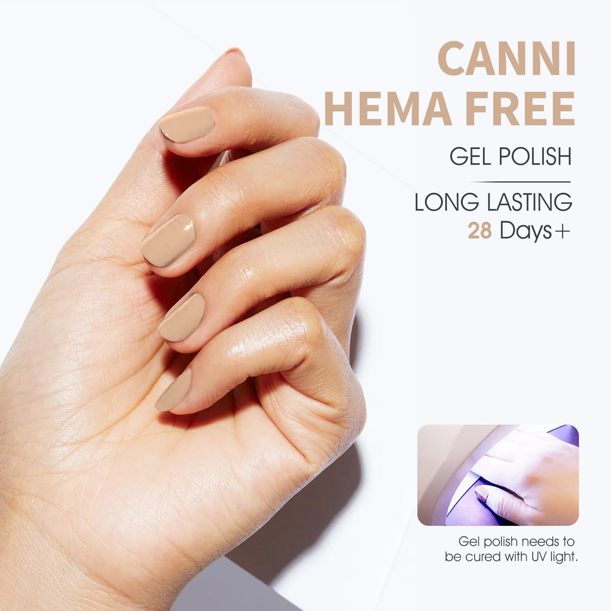 CANNI Vernis Gel Nude Brown 32g application sur ongles