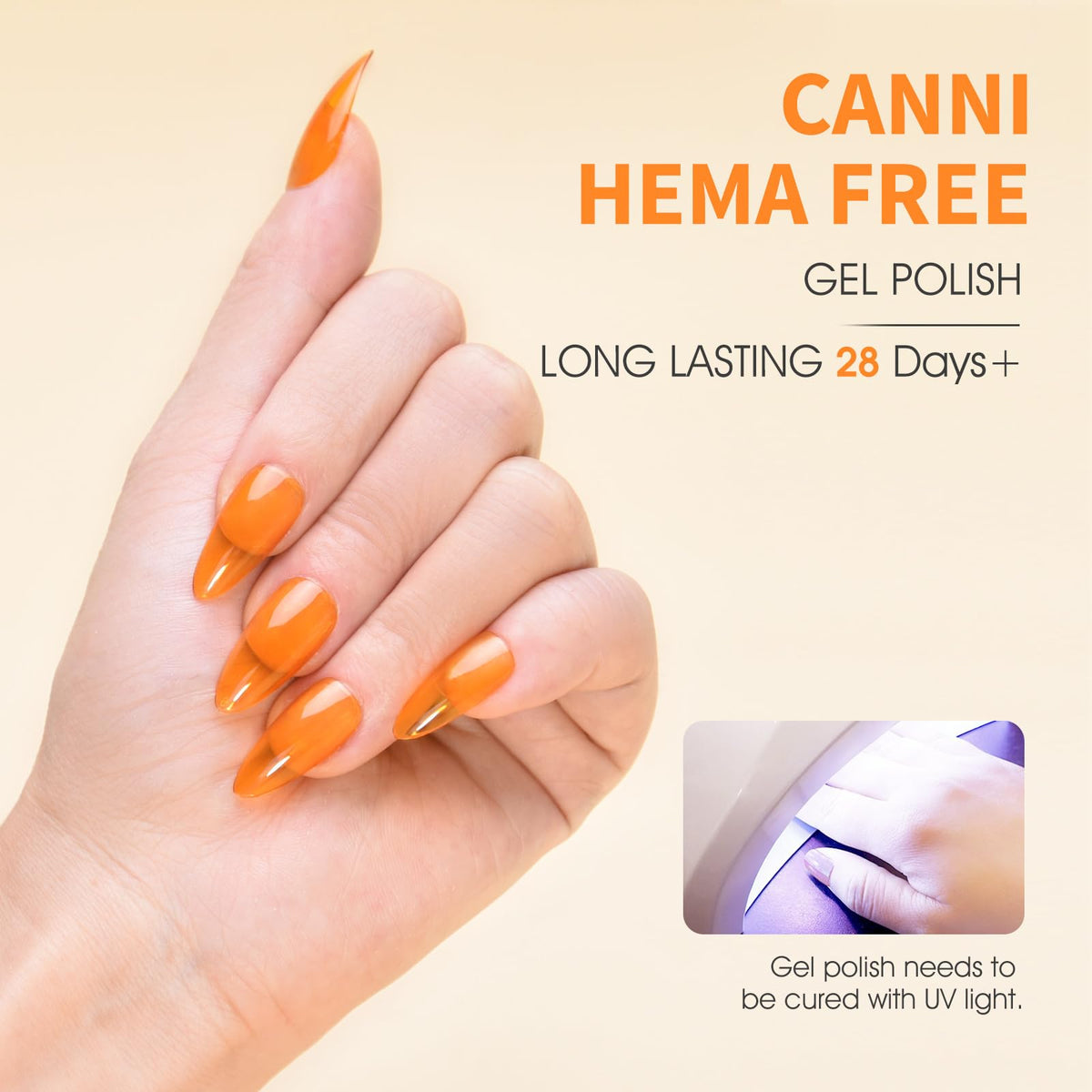 CANNI Vernis Gel Orange en bouteille colorée