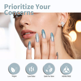 CANNI Vernis Gel Pailleté Bleu 41g avec autres vernis