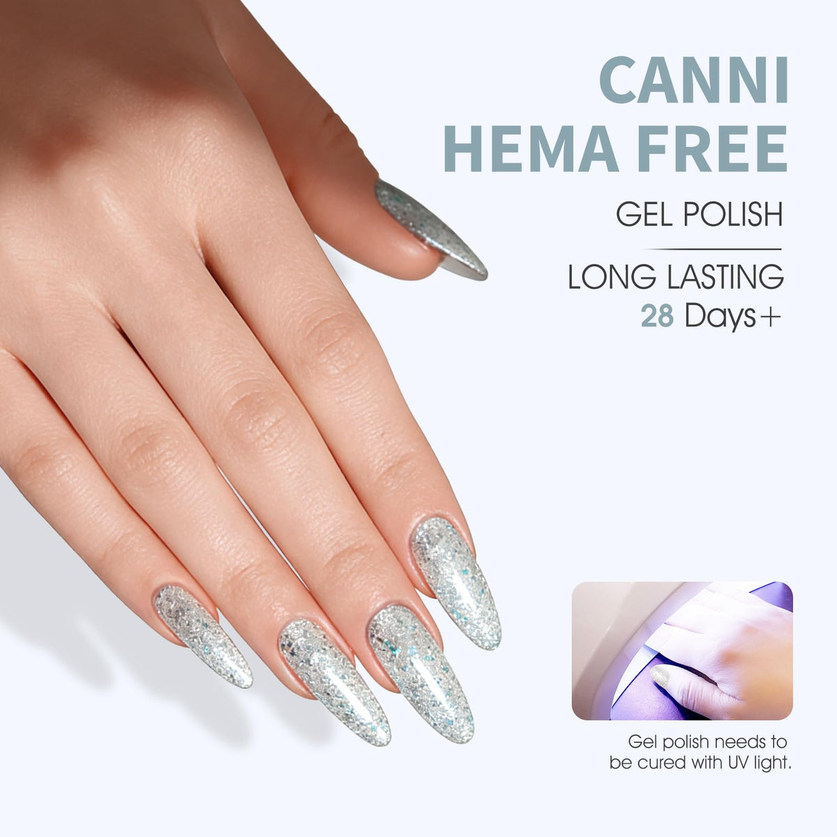 CANNI Vernis Gel Pailleté Bleu 41g texture du gel