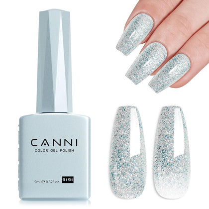CANNI Vernis Gel Pailleté Bleu Clair 9ml vue de face