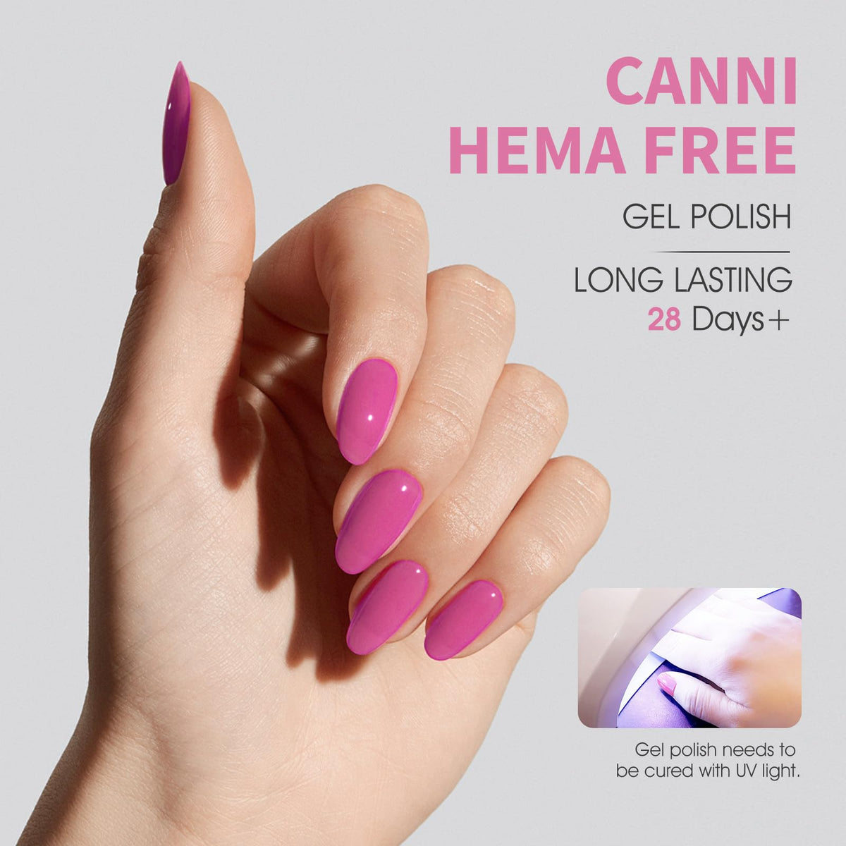 CANNI Vernis Gel Rouge Rose 41g application sur ongles