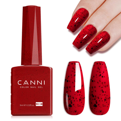 CANNI Vernis Gel Rouge Vin Pailleté 9ml vue de devant