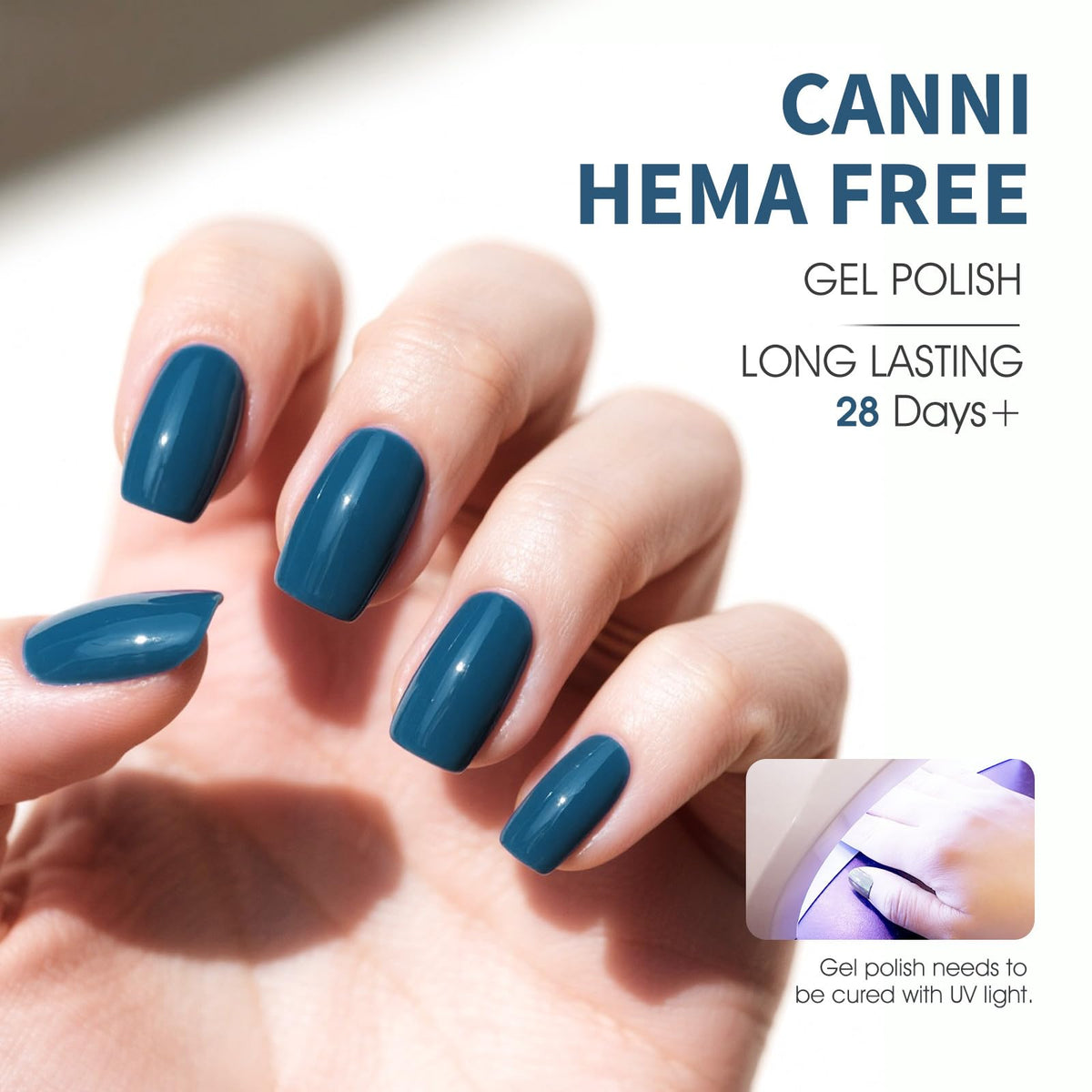 CANNI Vernis Gel Royal Bleu Profond 41g application sur ongles