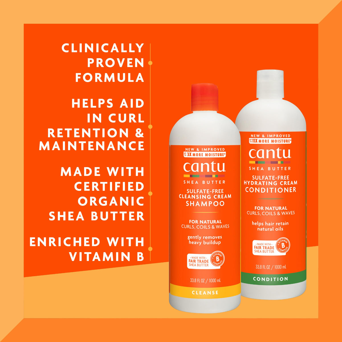 Cantu Après-Shampooing Crème Hydratante au Beurre de Karité 1L côté