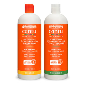 Cantu Shampoo & Après-Shampooing au Beurre de Karité 1L Pack de 2 face