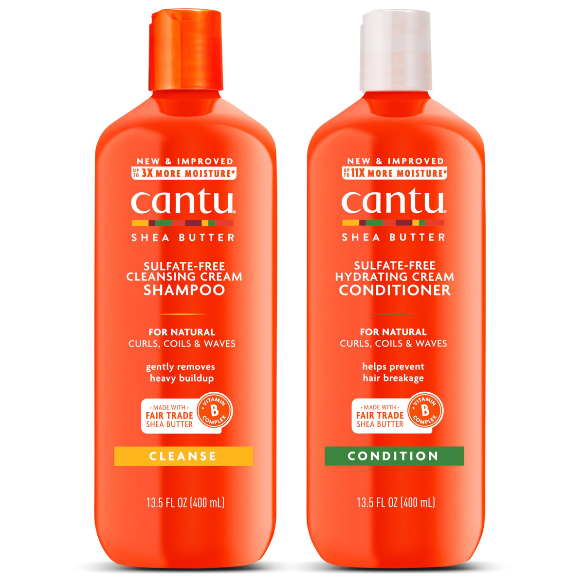 Cantu Shampoo et Après-Shampooing au Beurre de Karité, pack de 2, vue avant