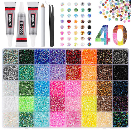 CANVALITE Strass Résine Multicolore 3mm boîte avec 40 compartiments