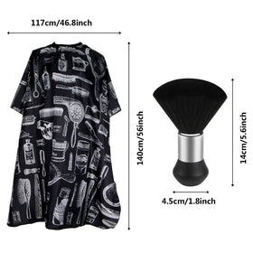 Cape de coiffeur FEBSNOW dépliée avec dimensions visibles