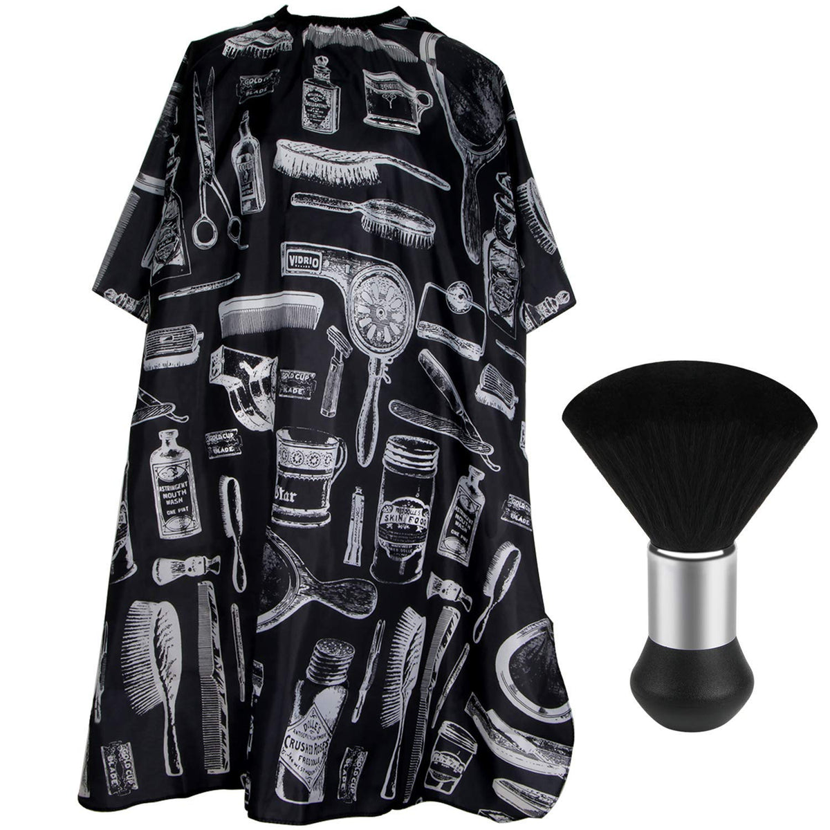 Cape de coiffeur FEBSNOW noire en polyester vue de face