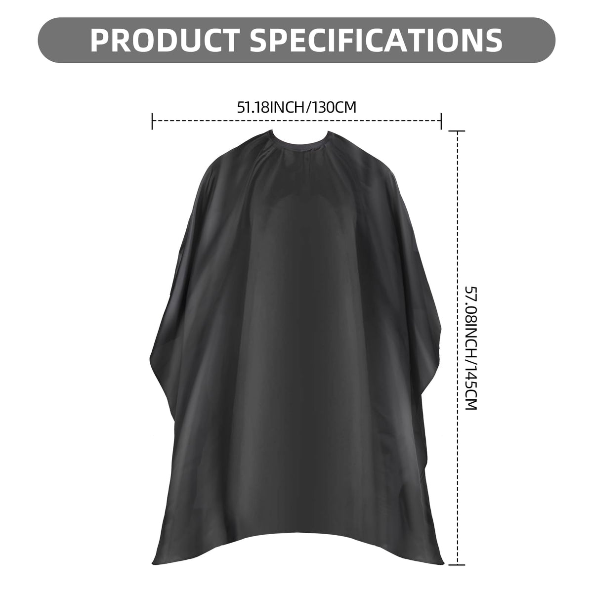 Cape de coupe de cheveux Omvoina noire pliée sur une surface plate