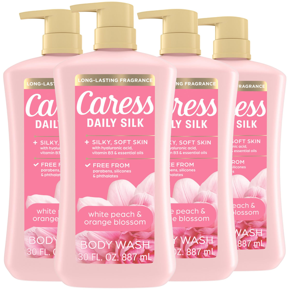 Caress Gel Douche Daily Silk Pêche Blanche et Fleur d'Orange 30 fl oz vue avant