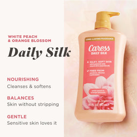 Caress Gel Douche Daily Silk Pêche Blanche et Fleur d'Orange 30 fl oz vue arrière