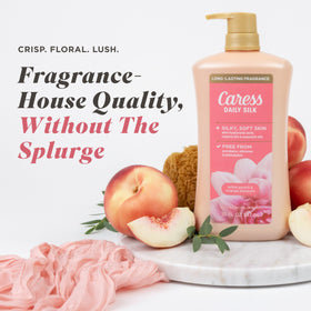 Caress Gel Douche Daily Silk Pêche Blanche et Fleur d'Orange 30 fl oz avec pompe