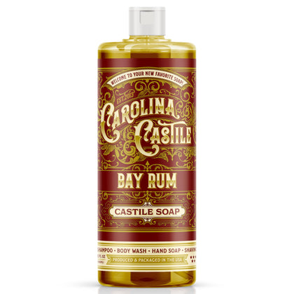 Carolina Castile Soap Savon Liquide Bio Bay Rum 32 Fl Oz vue avant