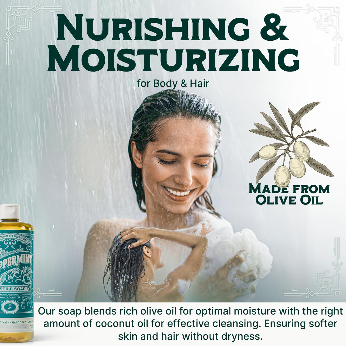 Carolina Castile Soap Savon Liquide Menthe Bio 1152g arrière