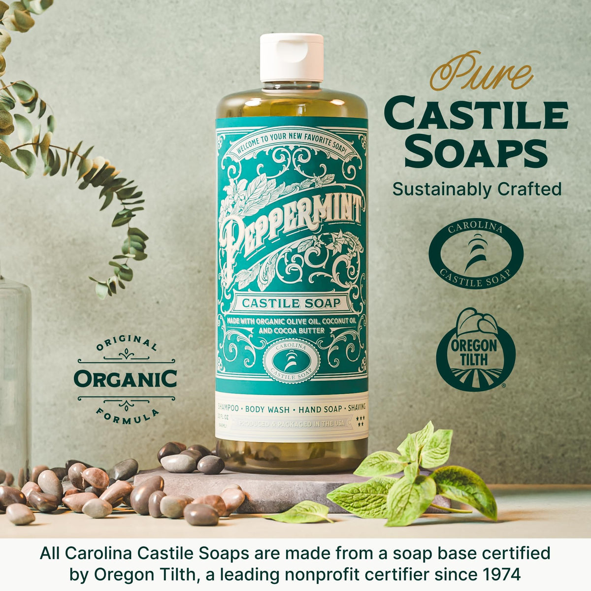 Carolina Castile Soap Savon Liquide Menthe Bio 1152g packaging