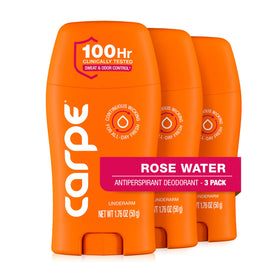 Carpe Déodorant Antiperspirant 100 heures Eau de Rose pack de 3