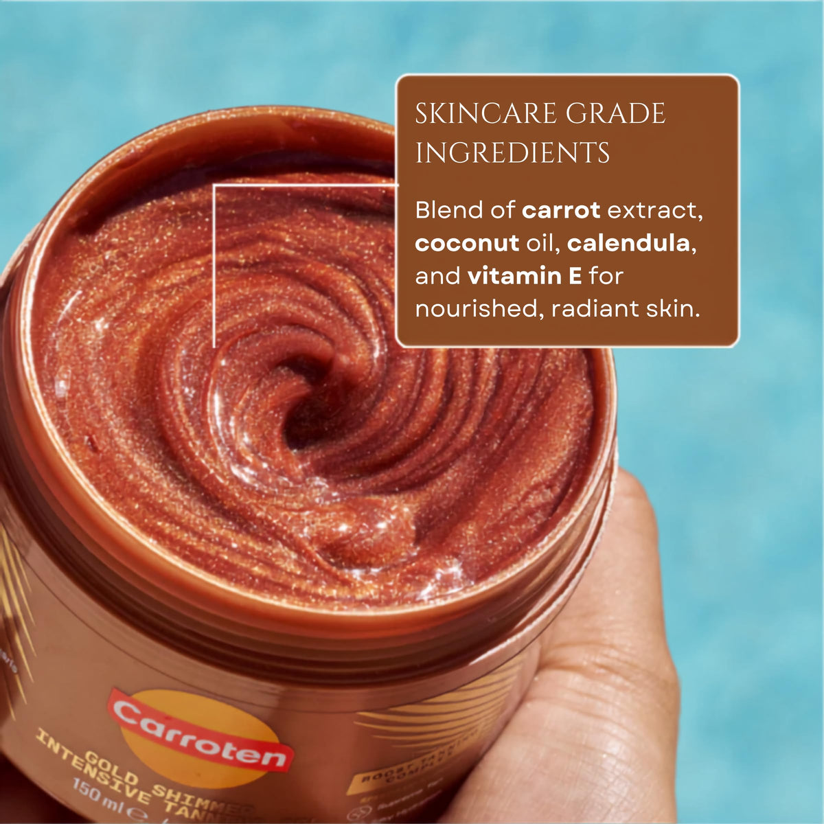 Carroten Gel Bronzant Shimmer en milieu extérieur