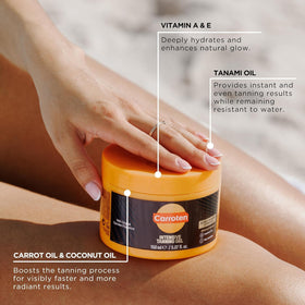 Carroten Gel Intensif de Bronzage 220g côté avec étiquettes