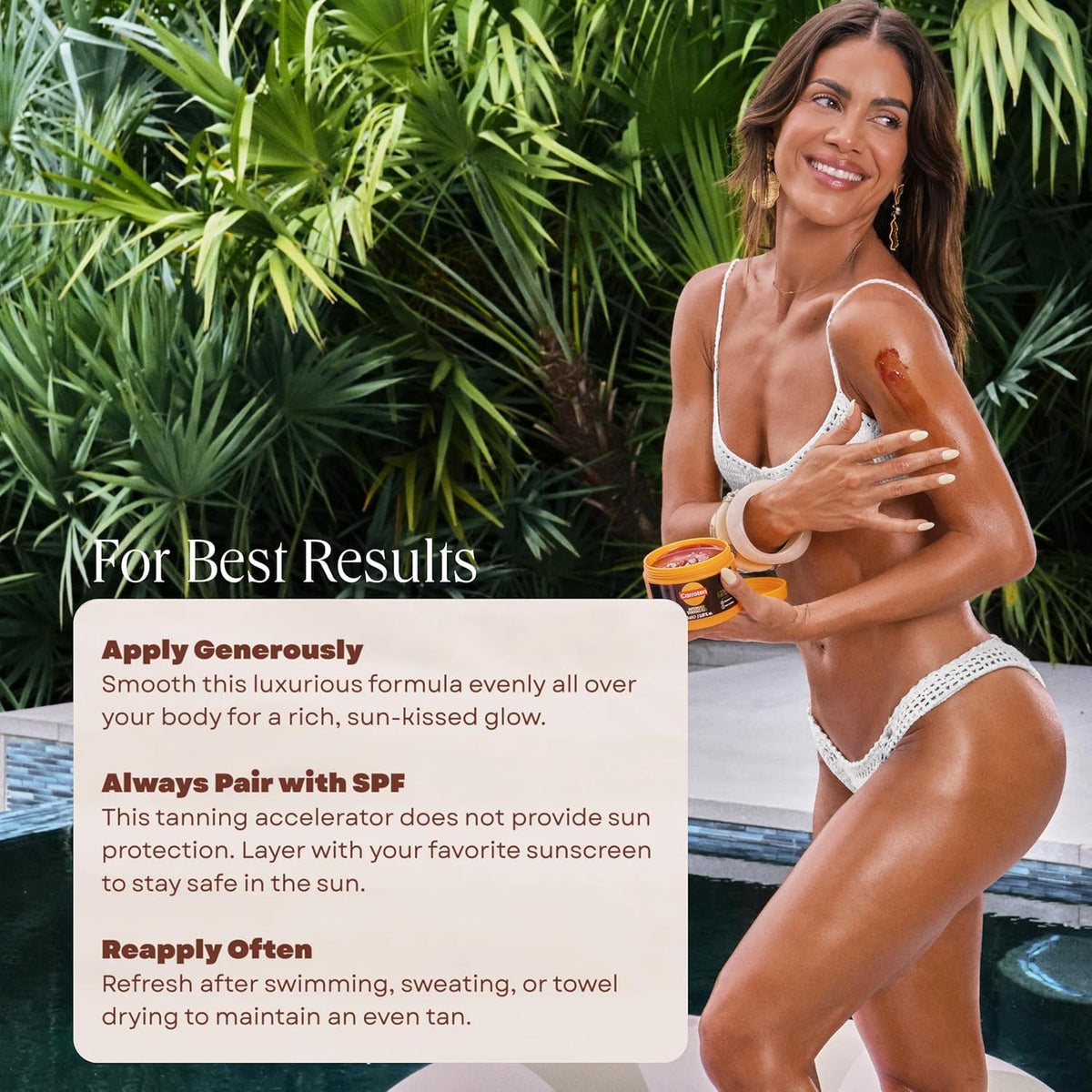 Carroten Gel Intensif de Bronzage application sur la peau