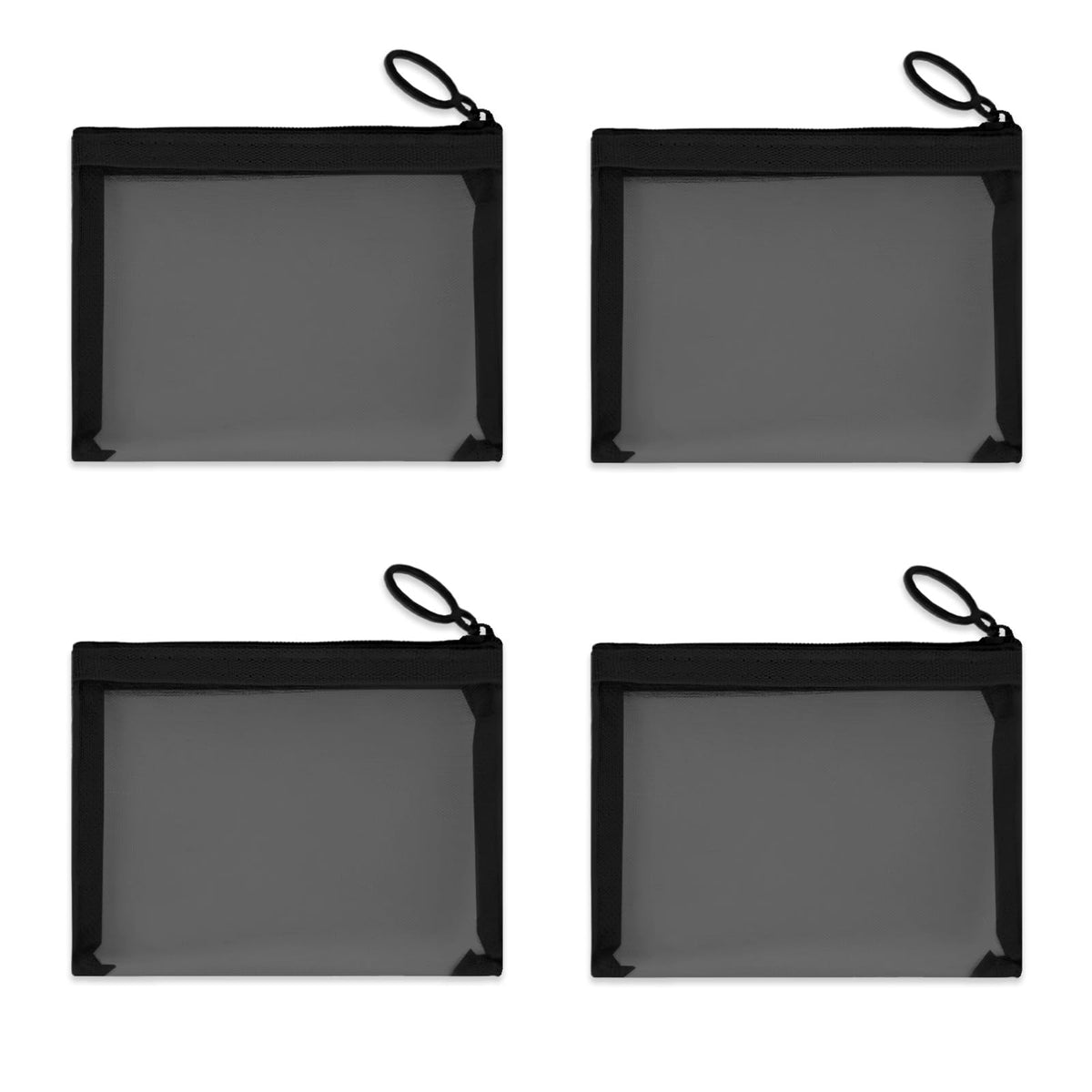 CarryEpic Mini Pouches 4 Pack en nylon mesh noir, vue de face
