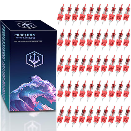 Cartouches POSEIDON 50PCS avec aiguilles stérilisées en vue de face