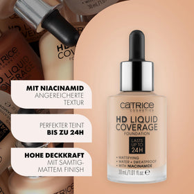 Catrice Fond de Teint HD Liquid Coverage 002 Porcelain Beige goutteur applicateur