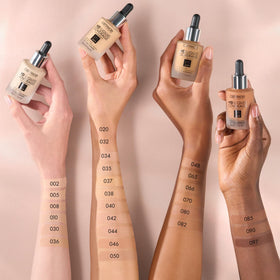 Catrice Fond de Teint HD Liquid Coverage 080 Caramel Beige avec autres produits Catrice