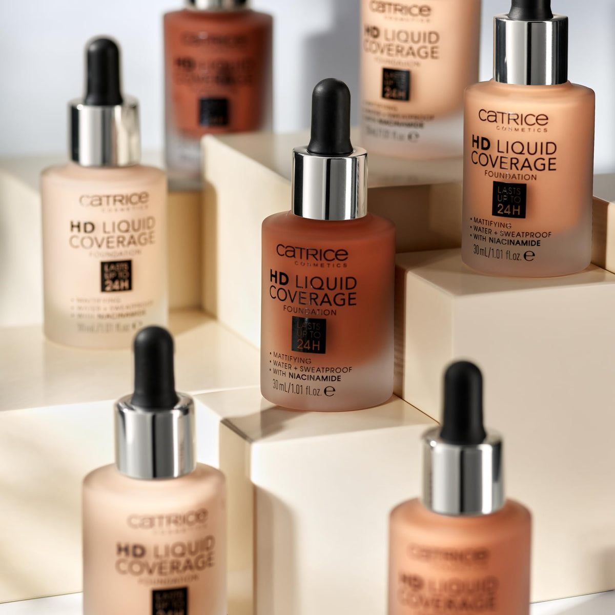 Catrice Fond de Teint HD Liquid Coverage 080 Caramel Beige en gros plan