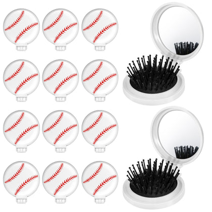 Cecnamt Mini Brosse à Cheveux Baseball avec miroir, vue de face