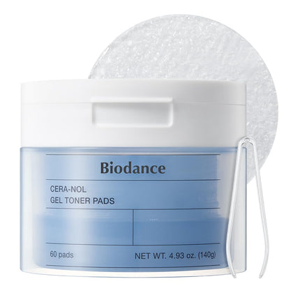 Cera-nol Gel Toner Pads BIODANCE vue de face avec packaging
