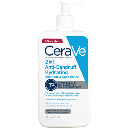 CeraVe 2 en 1 Shampooing et Après-Shampooing Hydratant Anti-Pelliculaire 662g - vue avant