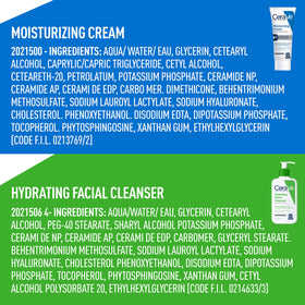 CeraVe Crème et Nettoyant avec ingrédients clés