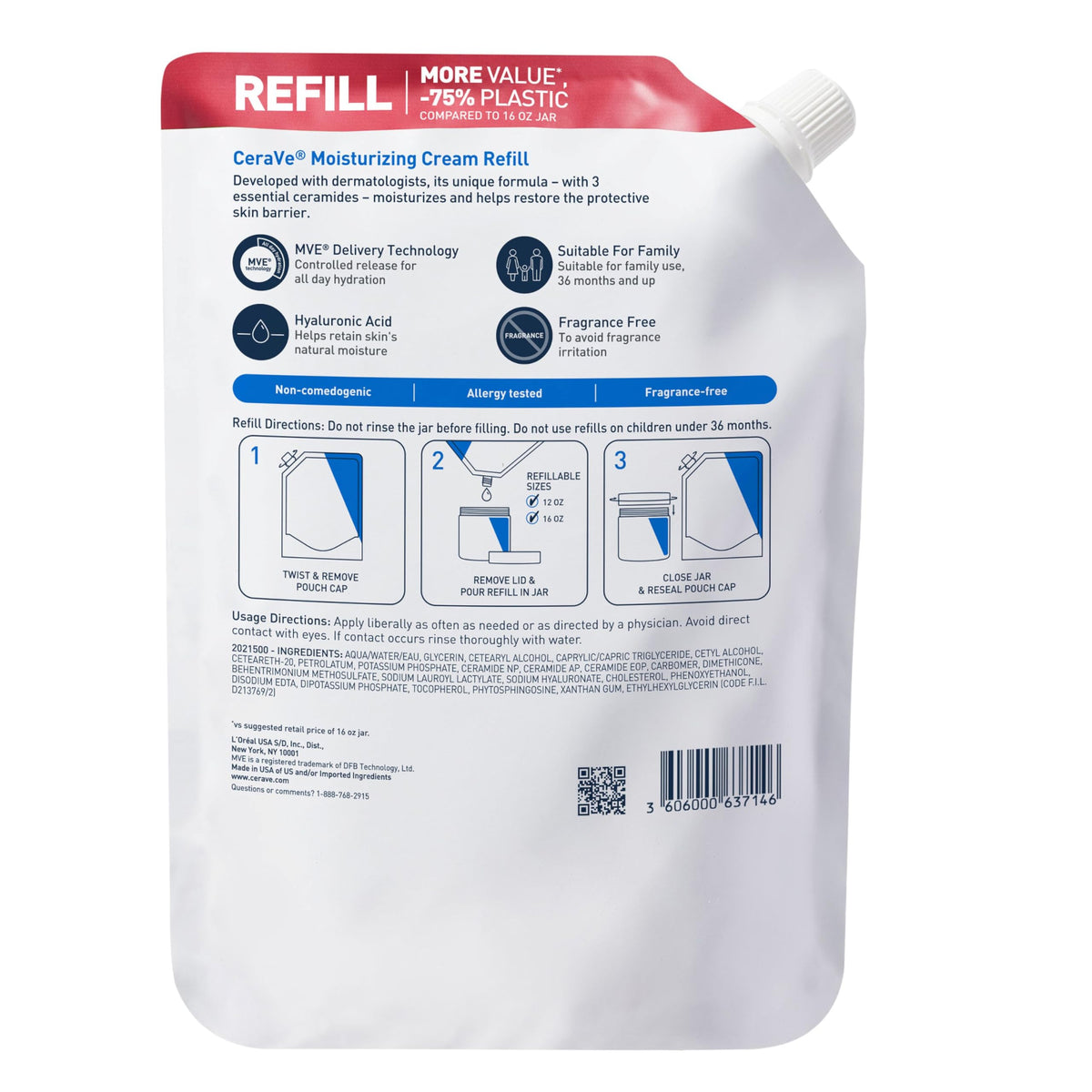 CeraVe Crème Hydratante Corps 465g détails ingrédients