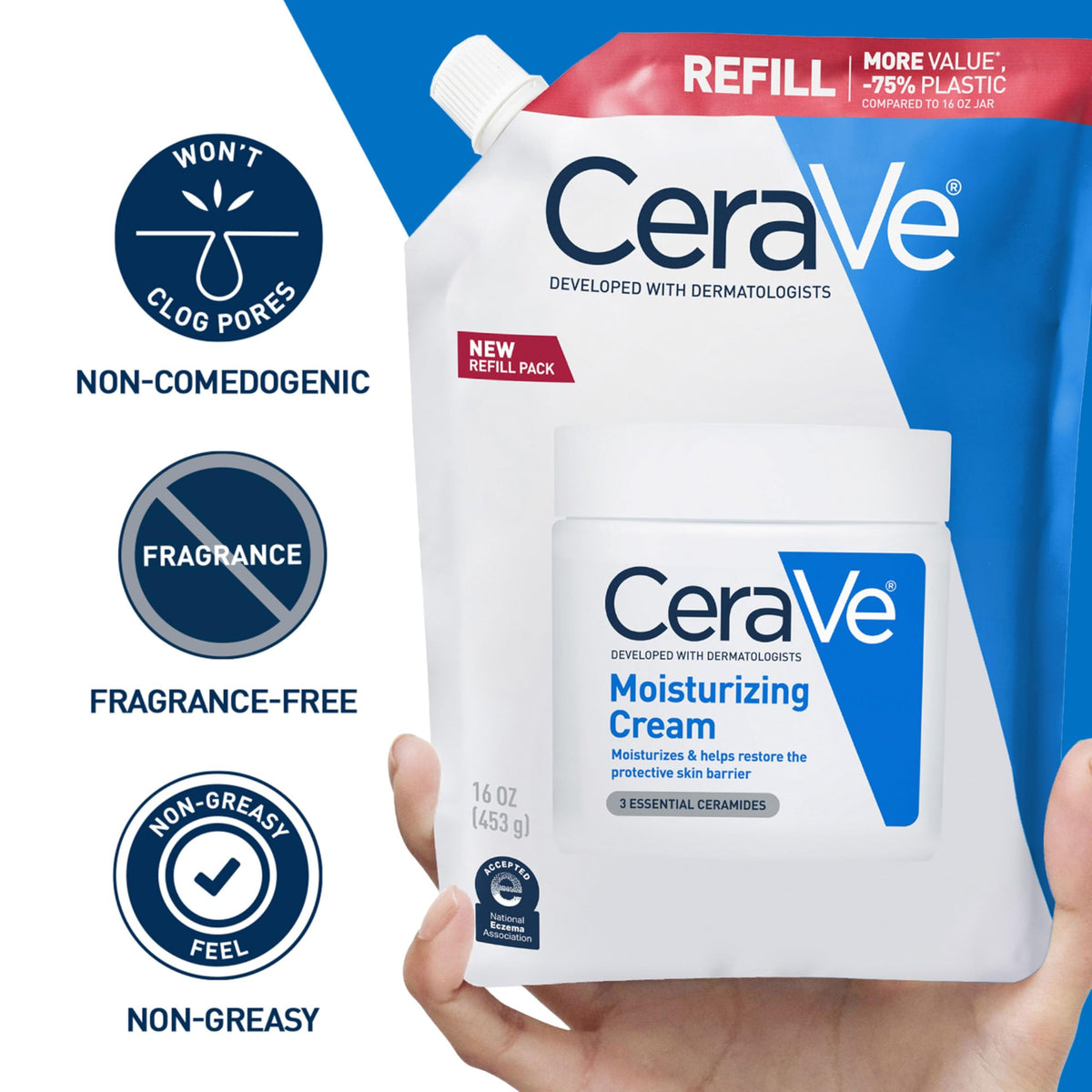 CeraVe Crème Hydratante Corps 465g format recharge