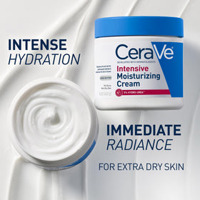 CeraVe Crème Hydratante Intense 610g affichée sur une table en bois