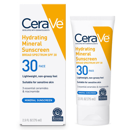 CeraVe Crème Solaire Hydratante Minérale SPF 30 avant avec étiquette