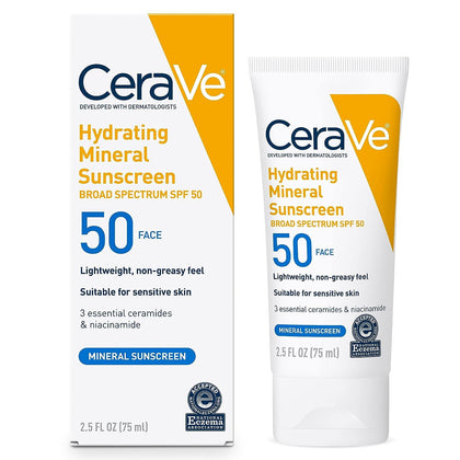 CeraVe Crème Solaire Minérale Hydratante Visage SPF 50 tube avant