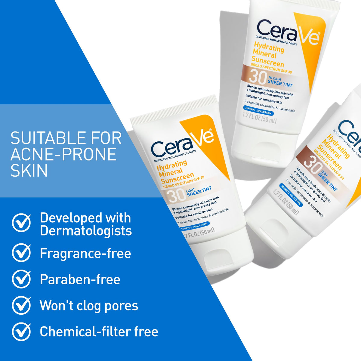 CeraVe Crème Solaire Teintée SPF 30 82g en application sur le visage