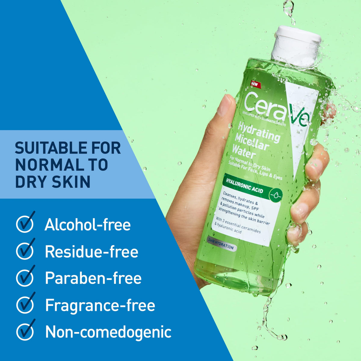 CeraVe Eau Micellaire Hydratante 400 ml au milieu de produits de beauté