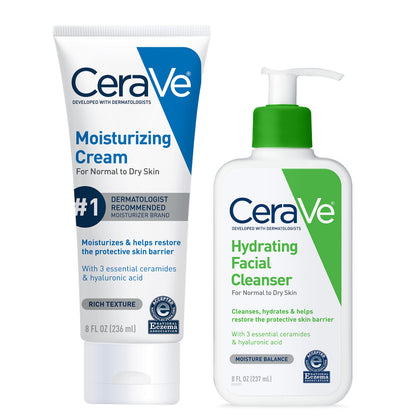 CeraVe Ensemble de soins de la peau Crème hydratante et Nettoyant hydratant