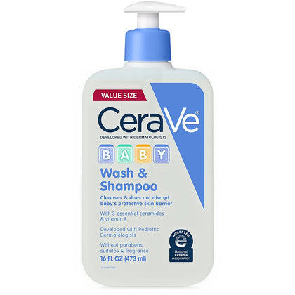 CeraVe Gel Douche et Shampooing 2-en-1 pour Bébé 16oz vue de face