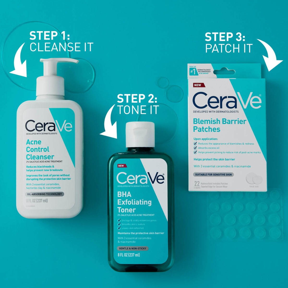 CeraVe Patch Hydrocolloïde, affichage des instructions d'utilisation