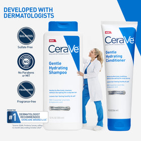 CeraVe Shampoo Doux Hydratant 19oz, dans un environnement de salle de bain