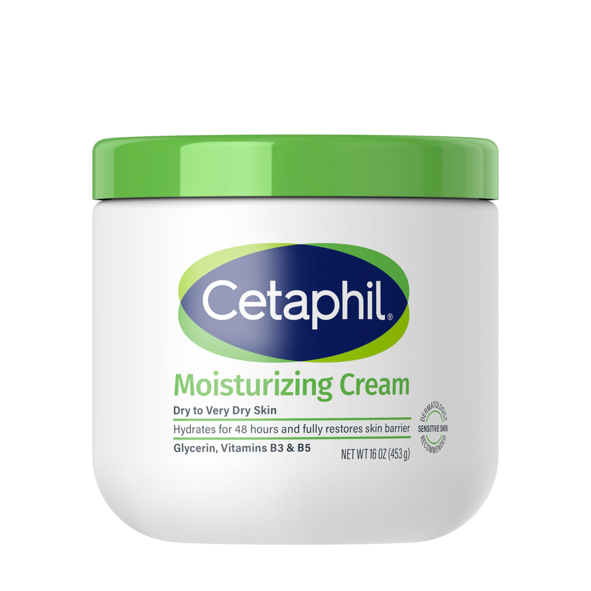 Cetaphil Crème Hydratante 510g vue avant avec couvercle ouvert