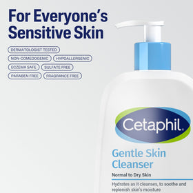 Cetaphil Nettoyant Doux 2 fl oz à côté d'autres produits de soin