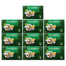 Chandrika Savon Ayurvédique 2,64 Oz vue avant avec ingrédients naturels
