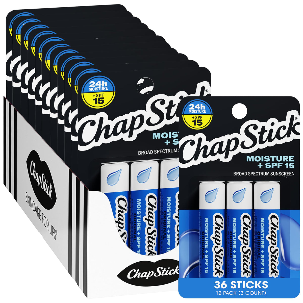 ChapStick Baume à Lèvres Hydratant SPF 15, pack de 3 bâtonnets