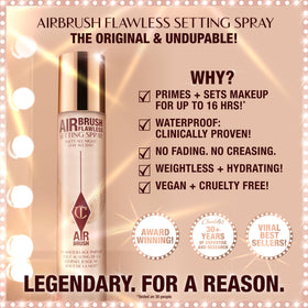 Charlotte Tilbury Airbrush Flawless Setting Spray 180g avec bouchon ouvert